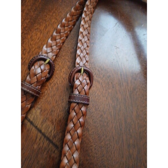 TRAFALGAR Men's Braided Cognac Leather Adjustable Suspenders - Picture 3 of 6